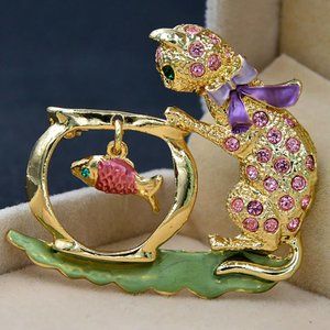 Exquisite Cindy Xiang Fun Cute Cat Pin Brooch